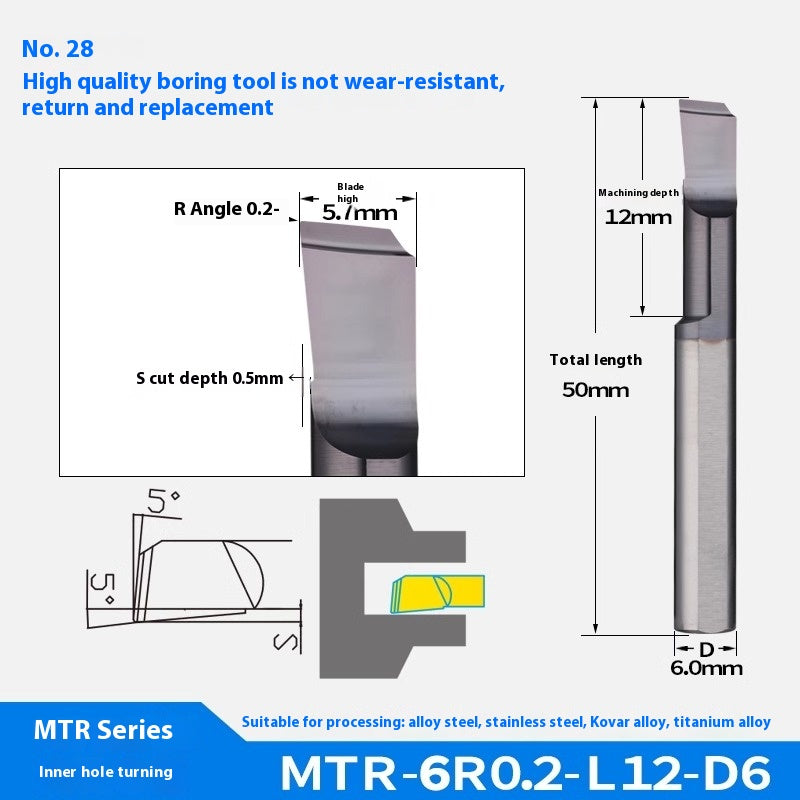 1123-Tungsten steel small hole boring cutter MTR centering machine stainless steel special small diameter boring cutter integral tungsten carbide internal hole boring cutter Shandong Denso Pricision Tools Co.,Ltd.